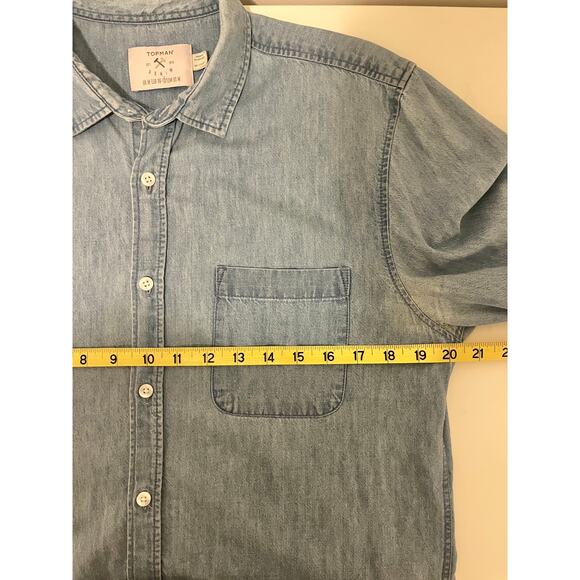 Topman Mens Chambray Button Down Top - Picture 5 of 6